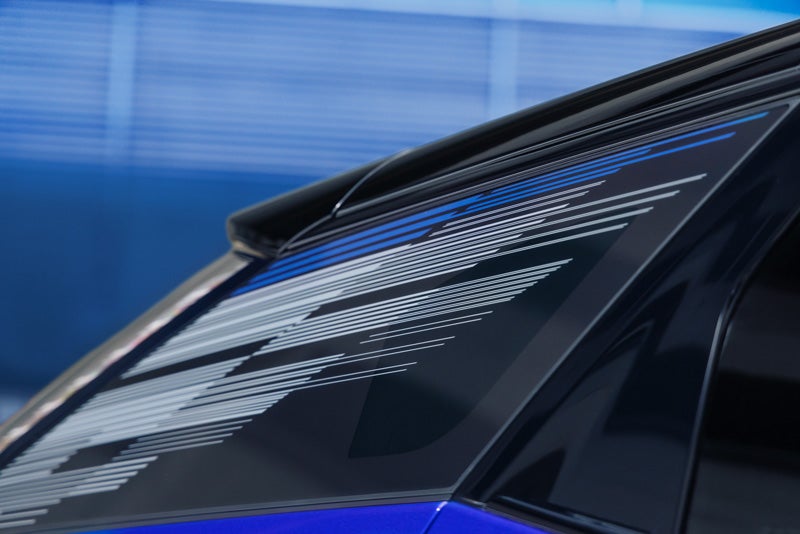 Close-up of the Modern Pattern on the 2026 OPTIQ-V Rear Quarter Glass | Fred Anderson Cadillac in Greer SC